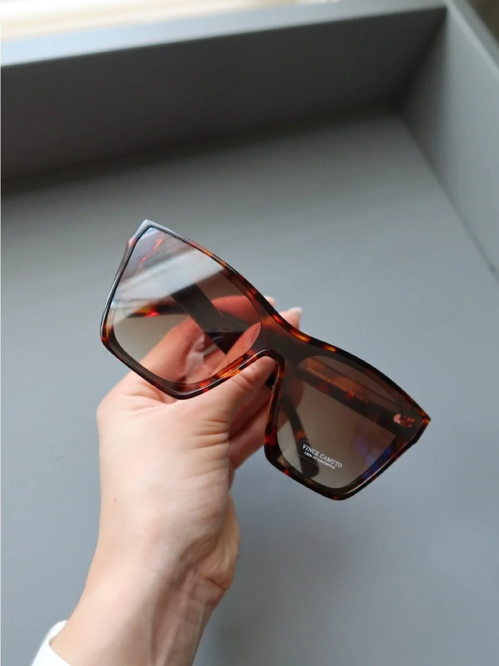 Vince Camuto Oversized Shield Sunglasses Tortoise Brown